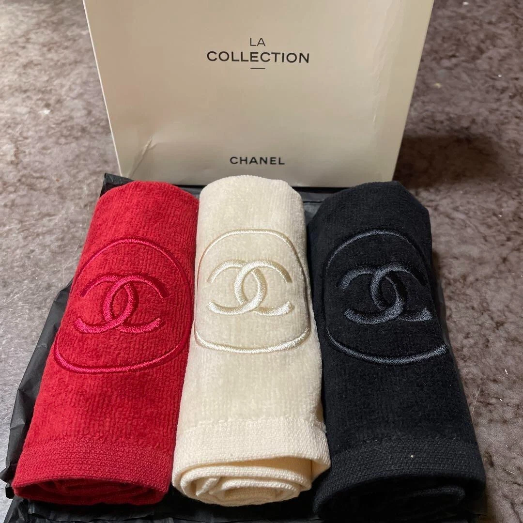 CHANEL BEAUTE Novelty Cotton Towel LA COLLECTION 3pcs set Red Black White