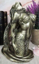 Nautical Seductive Siren of The Seas Nude Mermaid Rising Out Of Waters Figurine