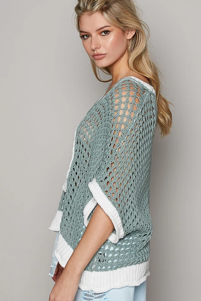 Suéter de gran tamaño con signo de paz de ganchillo abierto - POL Foto 4 de 4