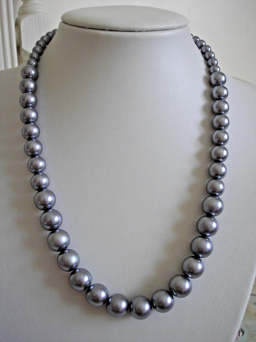 Faux grey pearl necklace sale