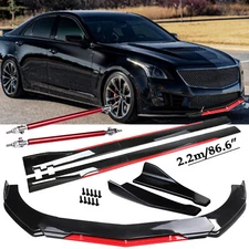 For Cadillac CTS ATS Front Bumper Lip Splitter Spoiler Side Skirt Bod Kit