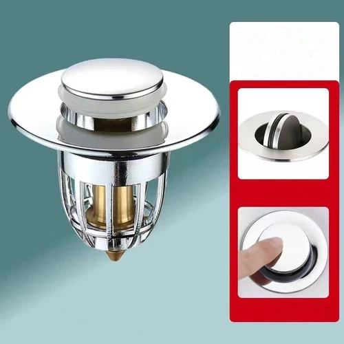 Universal Bathroom Sink Plug Stopper Wash Basin Core Pop Up Drain Filter UK - Picture 1 of 5