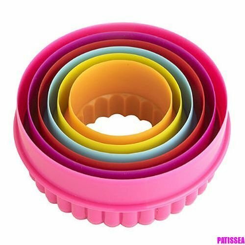 Пластиковые плоские и рифленые круглые формочки для печенья Colourworks, разноцветные, Набор