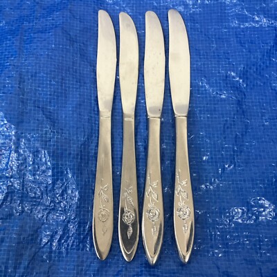 Oneida Community 18/8 stainless My Rose 4 Butter Knife2 Hollow 2 Solid  8 1/2 