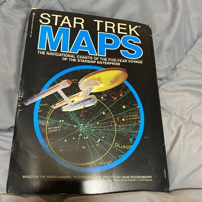 Star Trek Maps, Bantam 1st 1980, 4 2-sided space Wall Maps + Tech Manual, NF