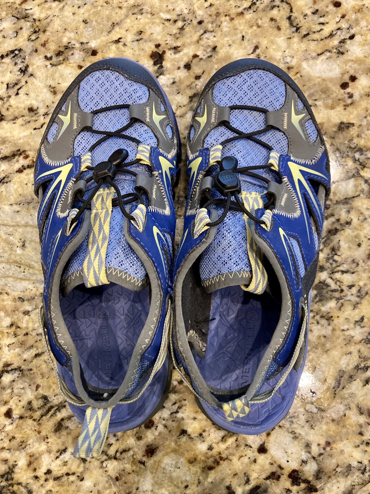 Scarpa sportiva ibrida Merrell taglia 6 slingback sandalo da trekking blu giallo grigio escursionismo