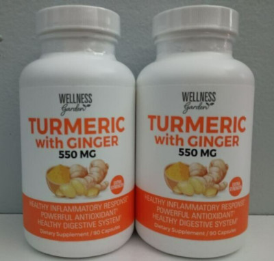 Wellness Garden Turmeric w/ Ginger 90 Capsules Inflammatory & Digestion (2 Pack)