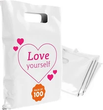 OPTIPAK 12x15 Plastic Bags – 100 Pack with Die-Cut Handles for Retail & Party
