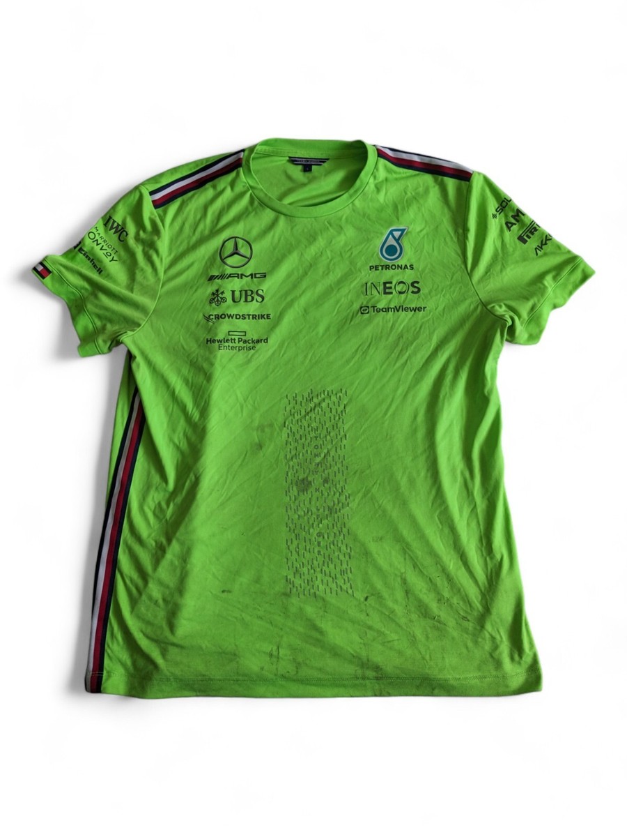 Mercedes F1 2023 Team Issue Tommy Hilfiger Set-Up Hi-Viz T-Shirt Large