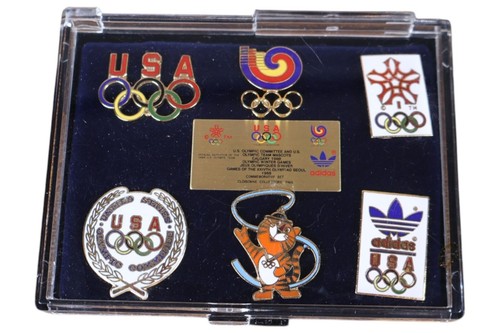 1988 USA Olympic Winter Games Calgary Seoul Collector 6-Pin Set Vintage