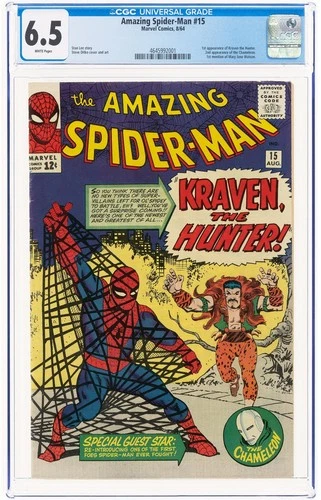 Amazing Spider-Man #15 WHITE PAGES 1st App Kraven The Hunter - CGC 6.5
