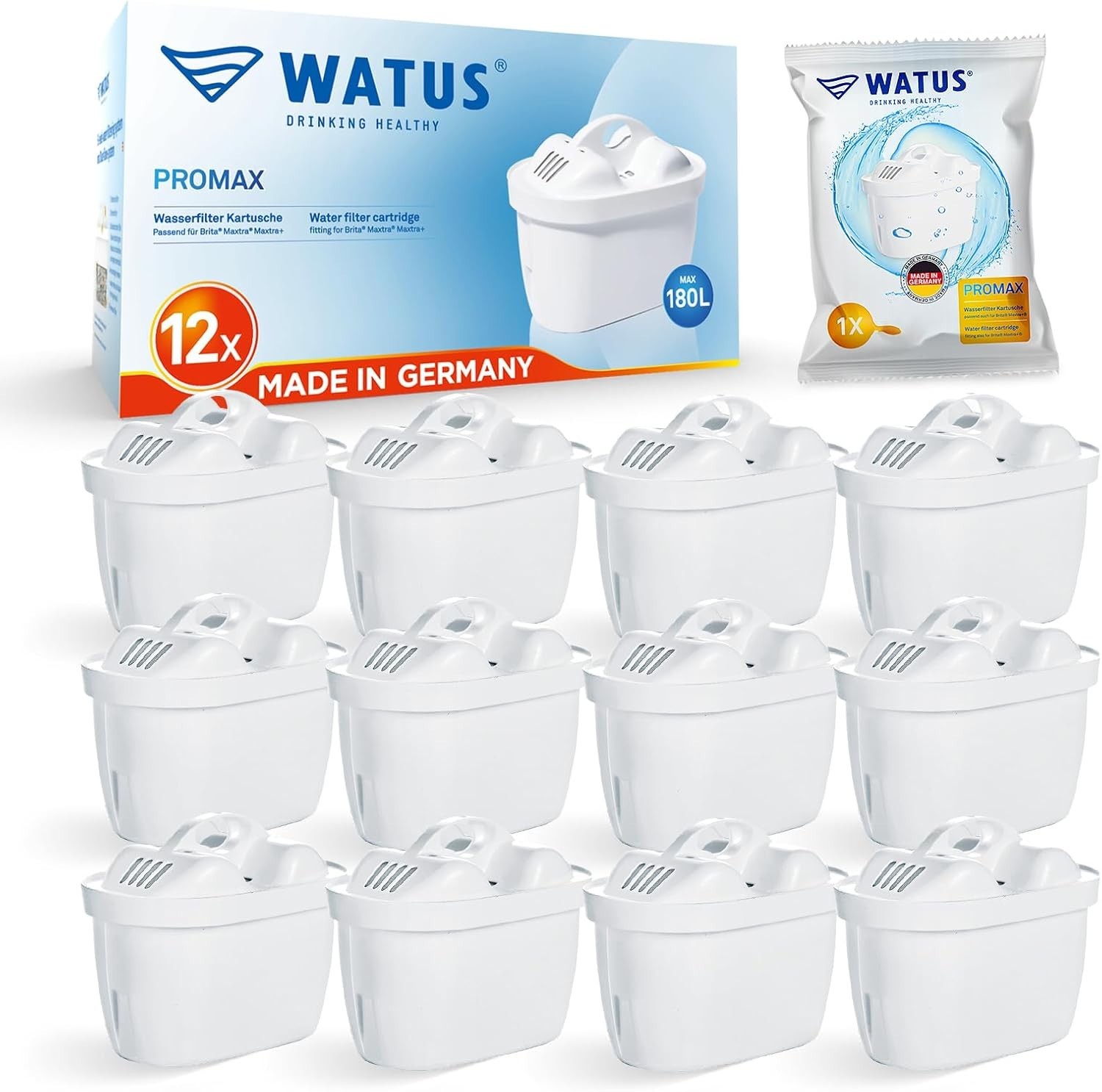 12 Filtri Acqua Watus per Brita Maxtra+ | Alta Efficienza Tedesca