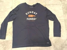 Life is Good Crusher Shirt Men's XXL Blue Crew " Sunday Funday " Football 