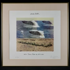 Vintage Peter Hutchinson Signed Limited Edition Screenprint "Whale Ballet"