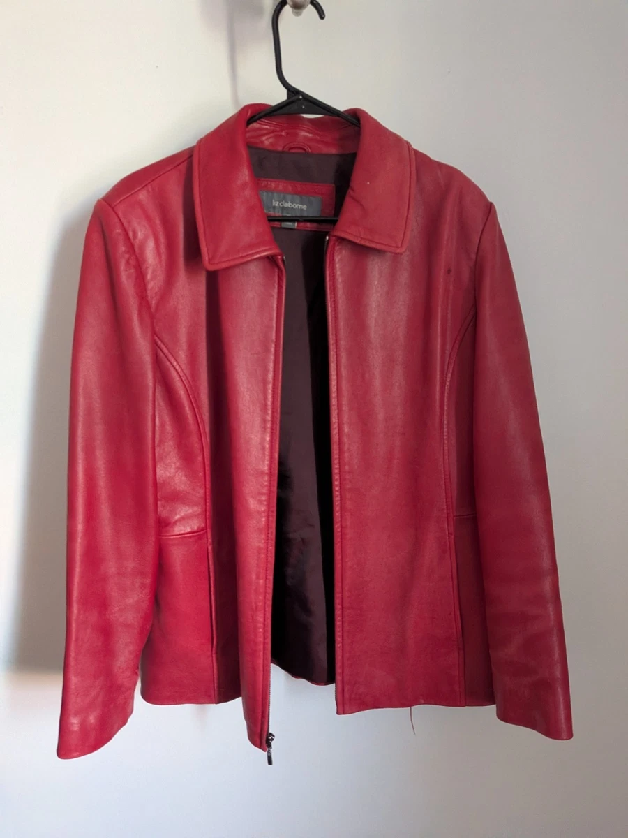 Liz Claiborne Leather Outer Shell Red Coats, Jackets & Vests for