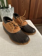 LL Bean Moc Boots Women Size 9 LM Shoes Brown Rubber Leather Duck Padded Vintage