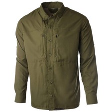 Pnuma Outdoors Long Sleeve Shooting Shirt, Dark Olive, UPF 30 PLSSSCY