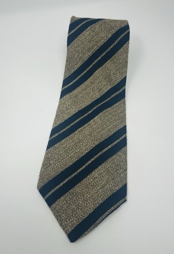 Canali Striped Silk Wool Blend Necktie Navy Made in Italy Beach Boating 58" X 4"