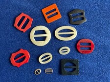 Vintage lot of Buckles, Scarf Slides, Mother of Pearl, Plastic, Metal
