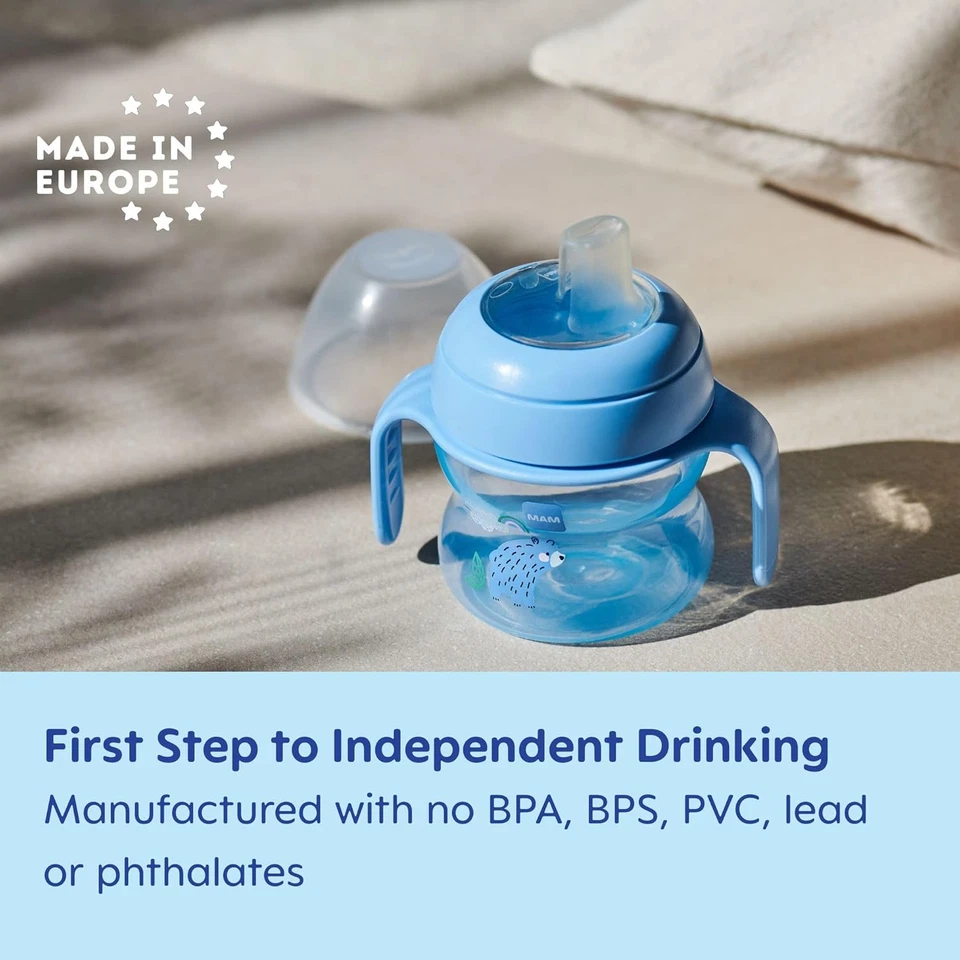 MAM Starter Sippy Cup, vaso para beber con boquilla extra suave sin derrames rosa Foto 2 de 4