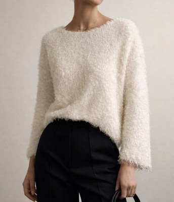 MANSUR GAVRIEL Silk eyelash Fray Knit Sweater Large Made In Italy