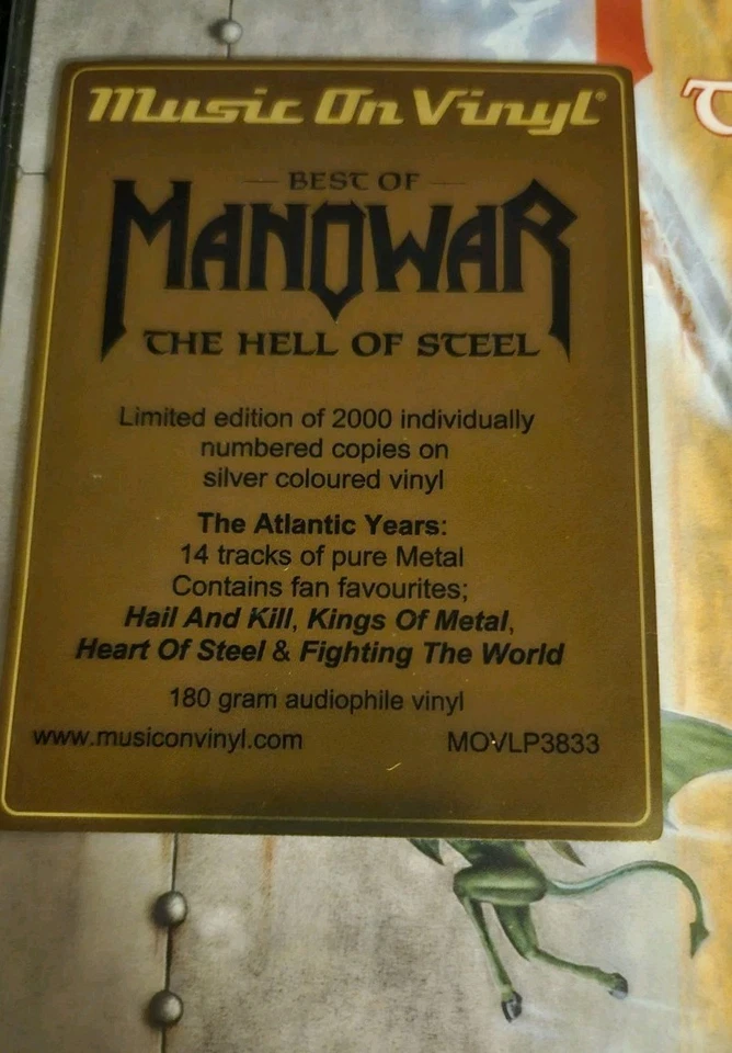 Manowar Hell Of Steel Color Vinyl Overkill Testament Iron Maiden Megadeth - Image 2 of 3