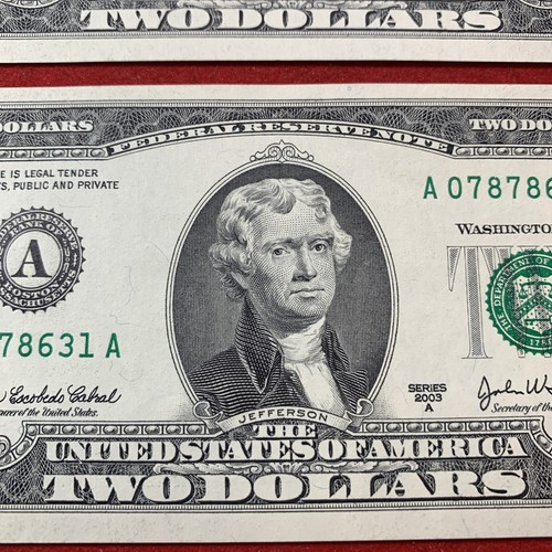 2–2003 A $2.00 TWO DOLLAR BILLS ( Boston) UNCIRCULATED Consecutive Notes - Picture 8 of 12