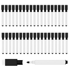 50 Pcs Black Magnetic Dry Erase Markers with Eraser Cap, White Board Mini Dry...