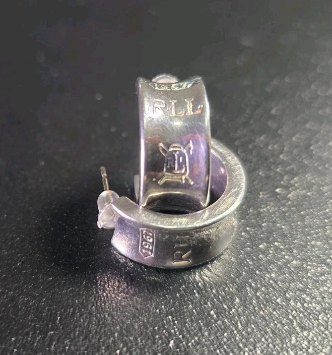 Pendientes Ralph Lauren de oro blanco de 14k con poste Foto 3 de 4