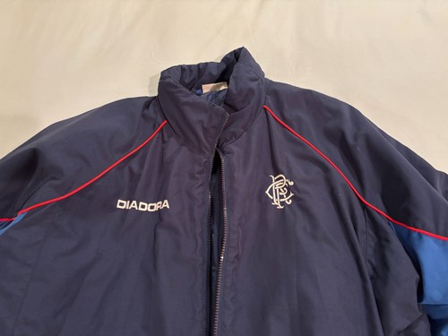 GLASGOW RANGERS Football Diadora BENCH COAT Soccer JACKET Size XL, SCOTLAND, RFC - Picture 2 of 3