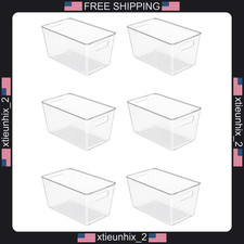 Plastic Storage Bins 6 Pack, Clear Pantry Organizer, 10x6x5 Inches