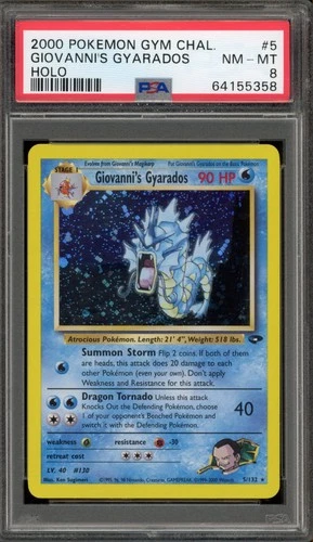 Pokemon Giovanni's Gyarados Gym Challenge Unlimited Holo Rare #5 PSA 8
