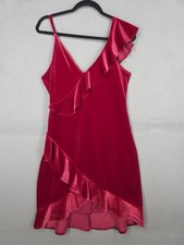 Red Velvet Party Dress Medium Express Bodycon Ruffled Holiday Dance