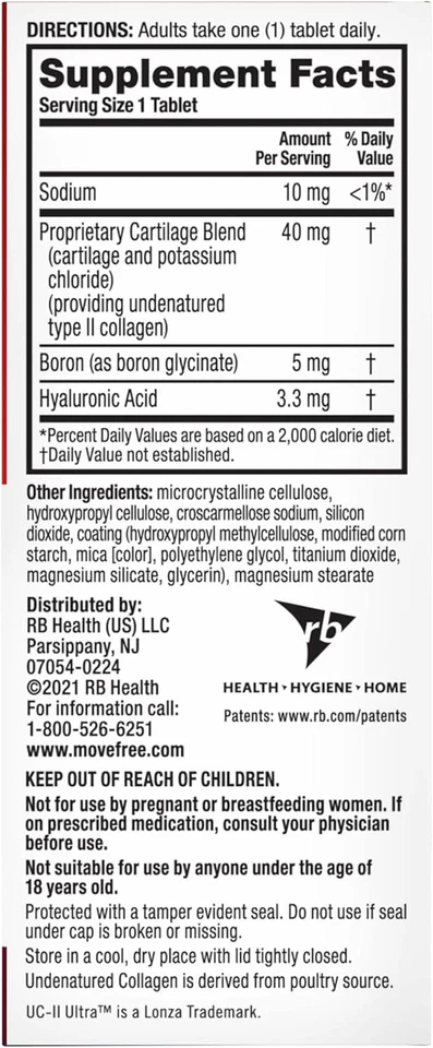 Move Free Ultra Triple Acción Soporte Articular con Colágeno, Boro y Ácido Hialur - Изображение 3 из 4