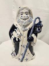 Dedham Pottery Potting Shed 1999 Santa Claus Lantern Staff and Bunny Rabbits