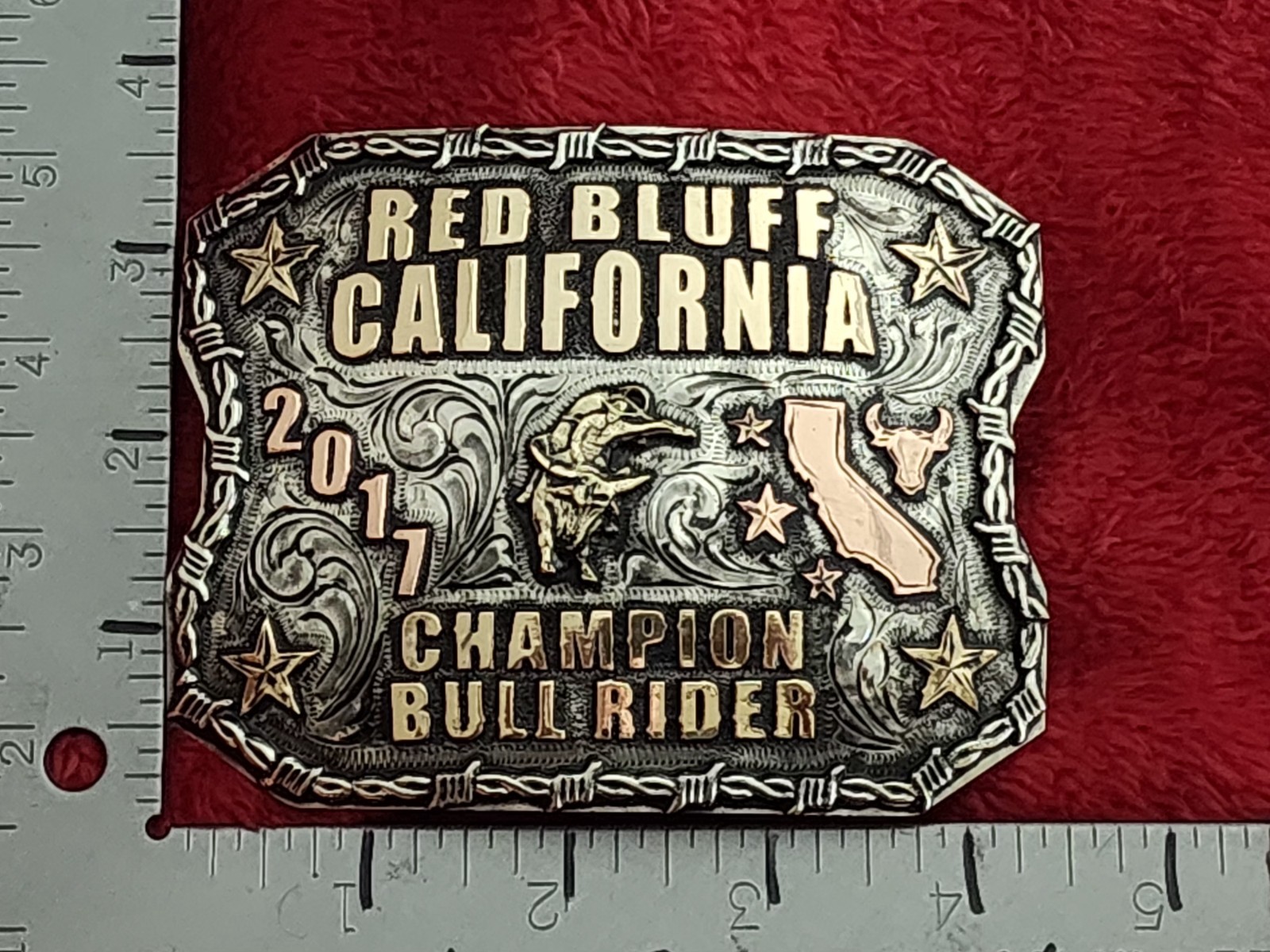 Bull Riding Rodeo Championship Trophy Buckle☆Red Bluff California☆2017☆Rare☆899