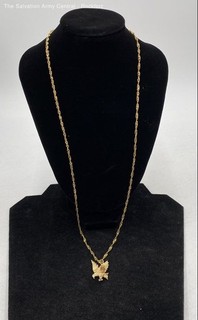 14k Yellow Gold Fine Jewelry Single Strand Eagle Pendant Necklace 8.59 Grams