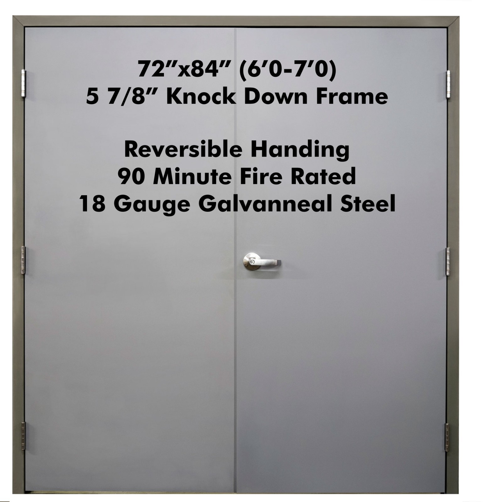 BRAND NEW Commercial Steel 72" x84" Double Doors w/Frame & Hinges Reversible