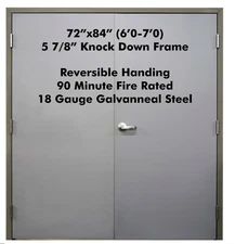 BRAND NEW Commercial Steel 72" x84" Double Doors w/Frame & Hinges Reversible