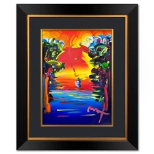 Peter Max, "Better World" Framed One-of-a-Kind Mixed Media, Hand Signed with Reg