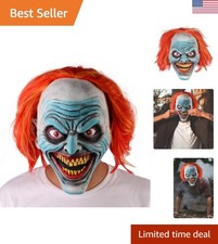 Unique Full-Head Halloween Clown Mask - Creepy Joker Design for Costume Parties