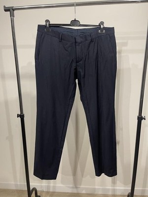 Men Hugo Boss Trousers Navy Wool 36