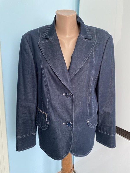 Women Gerry Weber Blazer Navy Cotton 44 / XXL / 52