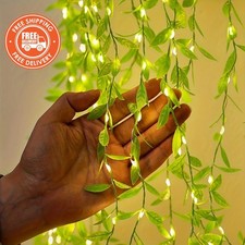 2M 20-LED Willow Curtain Light Battery Powered Decorative Leaf String Lights