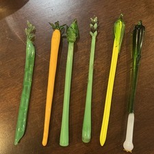 6 Vintage  Crate & Barrel Bloody Mary Vegetables glass swizzle sticks Stirs Bar