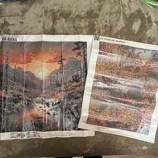 2 NEW Diamond Painting Art Kits landscape mountain sunset/cabin bear elk 40x40