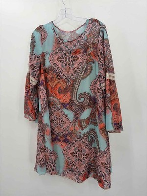 Pre-Owned Neiman Marcus Blue Size 10 Knee Length Long Sleeve Dress