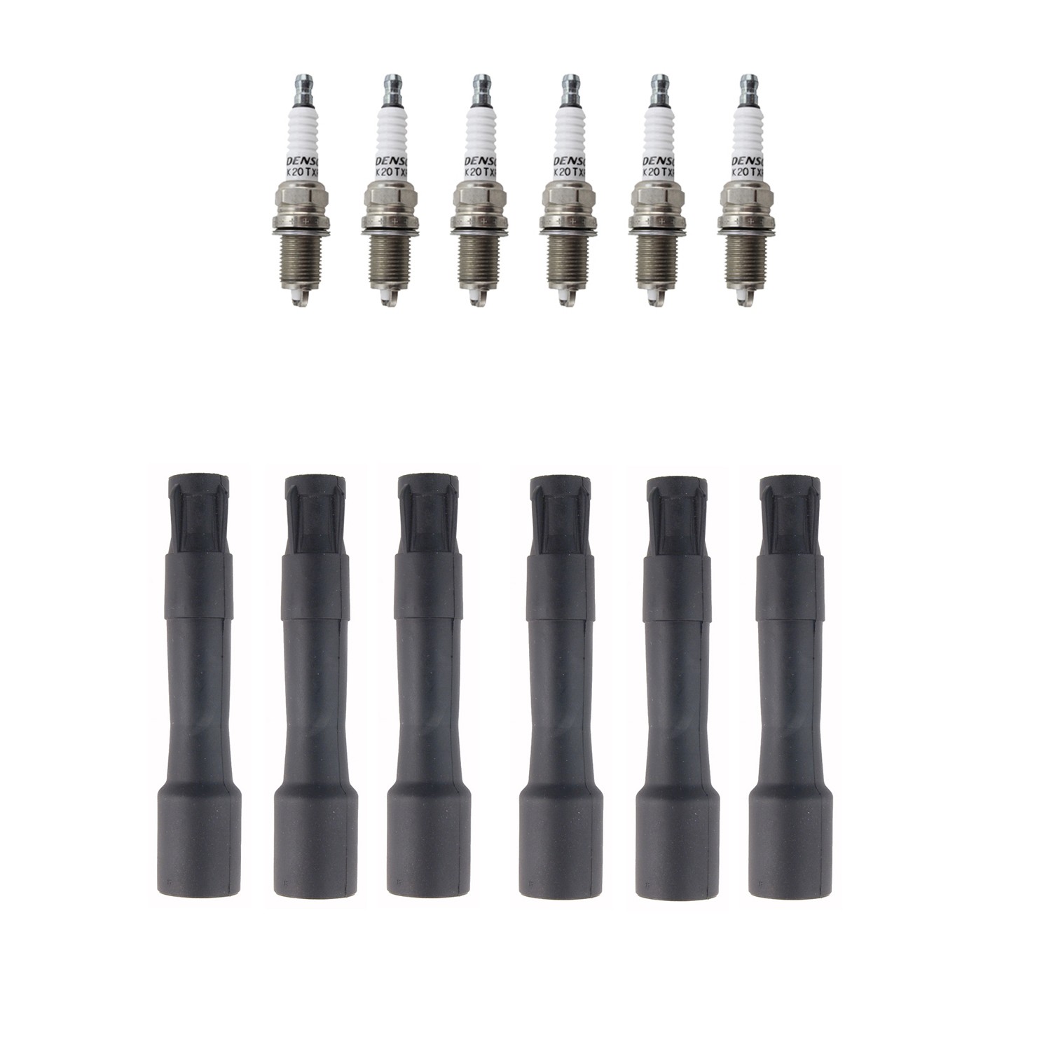 Denso 6 Standard Plugs  NGK Ignition Coil Boots Kit for BMW 323Ci E46 L6 M52