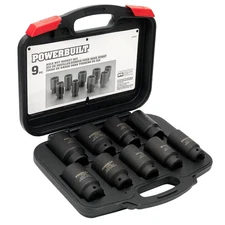 Powerbuilt 9 Piece Deluxe Axle Nut Socket Set Kit 61 - 648991