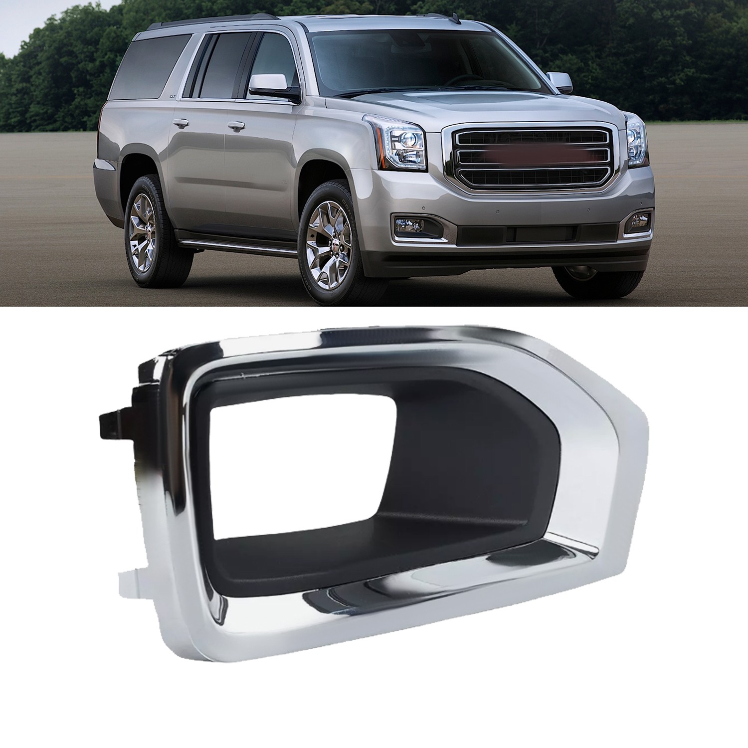 Right Front Fog Light Lamp Cover Bezel Chrome Trim For GMC Yukon 2015-2020